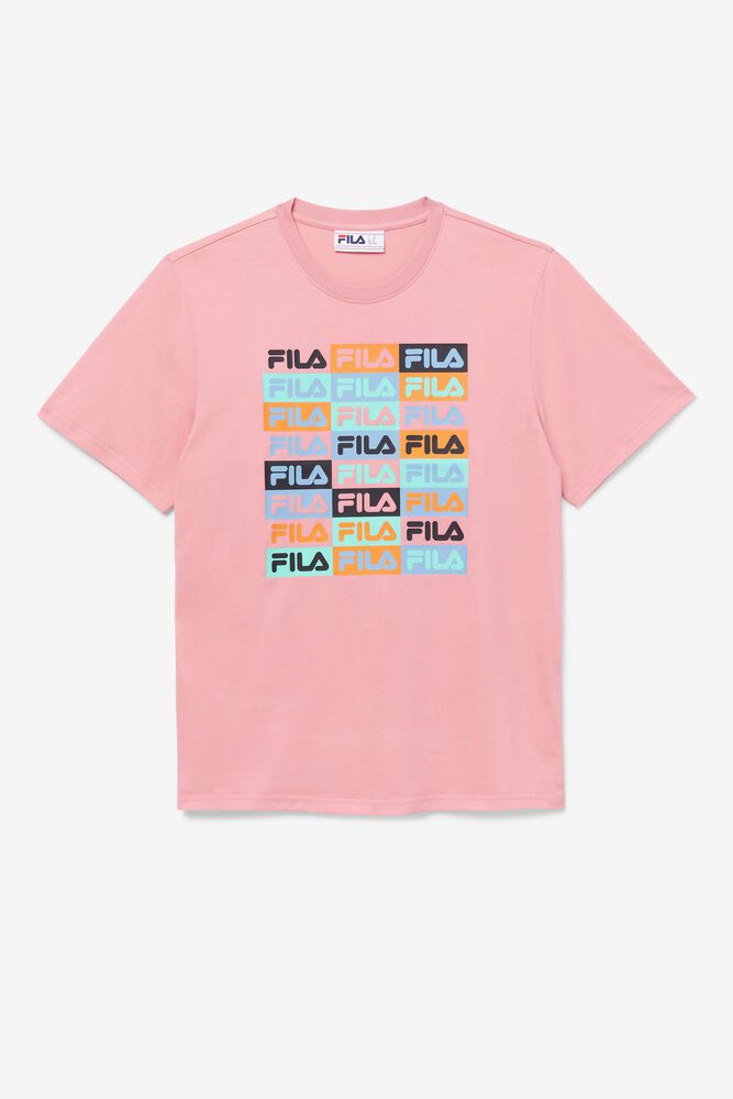 Fila T-Shirt Mens Pink Broden - Ireland 94587-JPSX